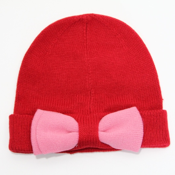 kate spade Accessories - Kate Spade Bow Beanie New Women Winter Hat Red Knit pink warm